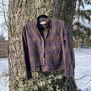 Everlane Purple and Brown Plaid Shirt